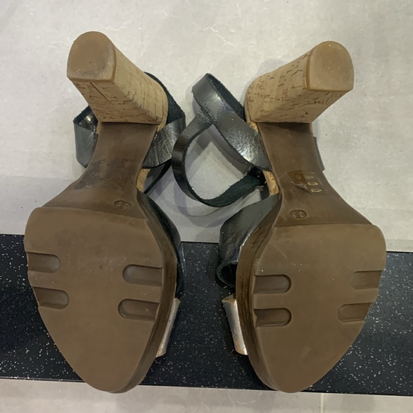 Portuguese Made Gorgeous Leather Cork Platform High Heels Sandals - Picture 6 of 11
